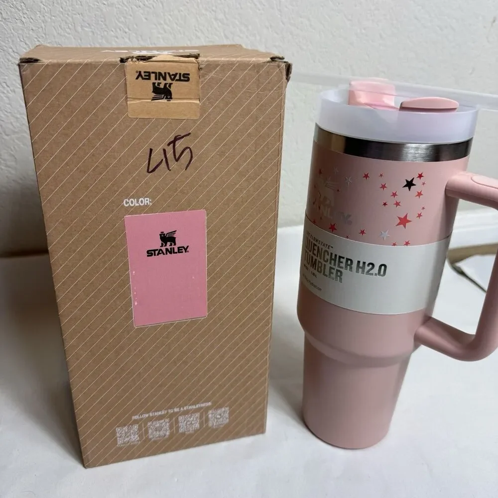 Stanley The Clean Slate Quencher H2.0 Flowstate Tumbler Bloom 40 OZ Pink Stars - Picture 6 of 8